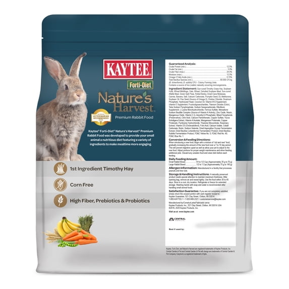 Kaytee Forti-Diet Nature's Harvest Rabbit Food, 5 Pounds